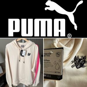 Puma Lemlem Oversized Fleece Hoodie Women’s Beige Casual Outerwear L NWT $140